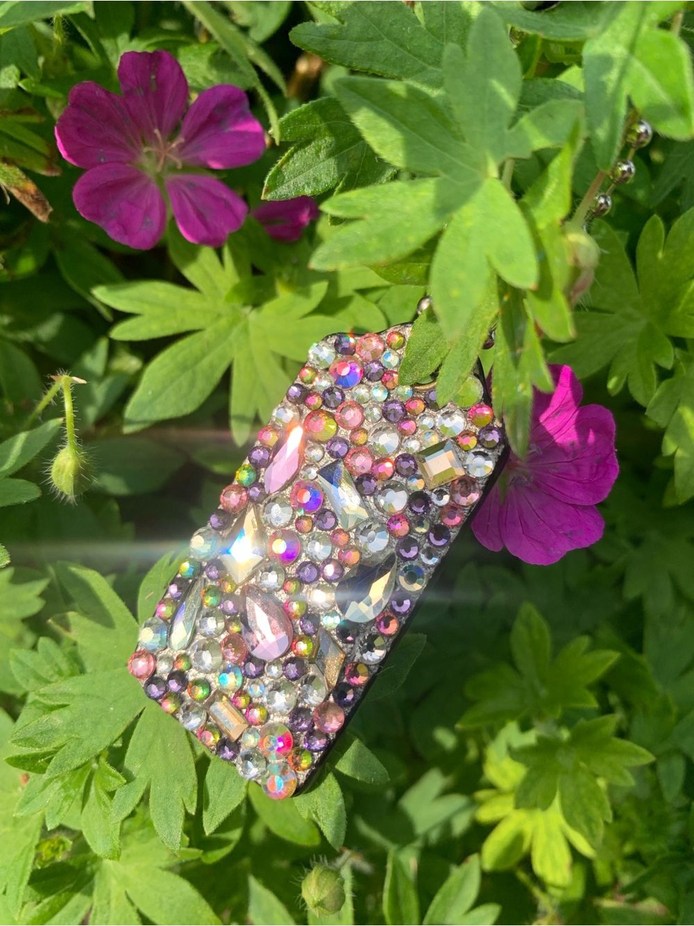 Coach Vintage Silver Hangtag with Pink & Purple Rhinestones